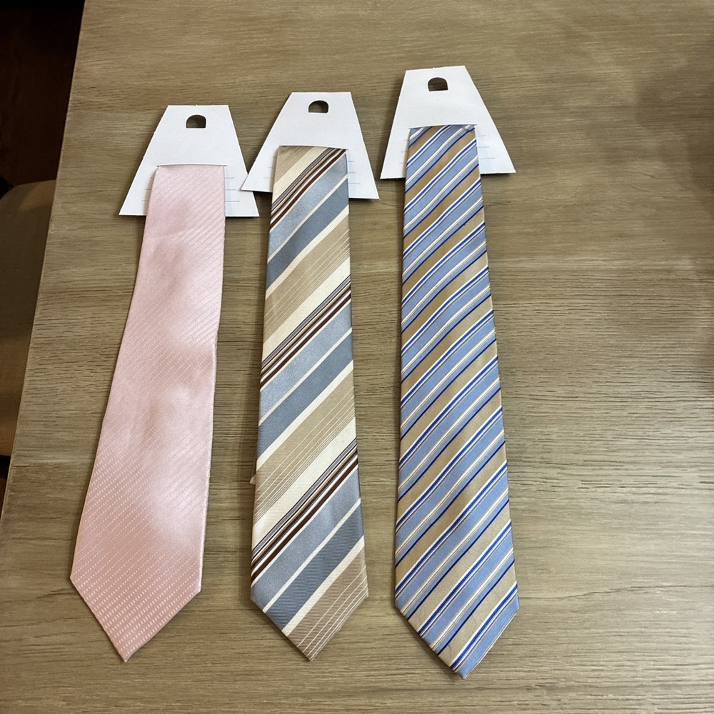 Lot Of 3 Geoffrey Beene Ties 100% Silk Dry Cleaned Vintage